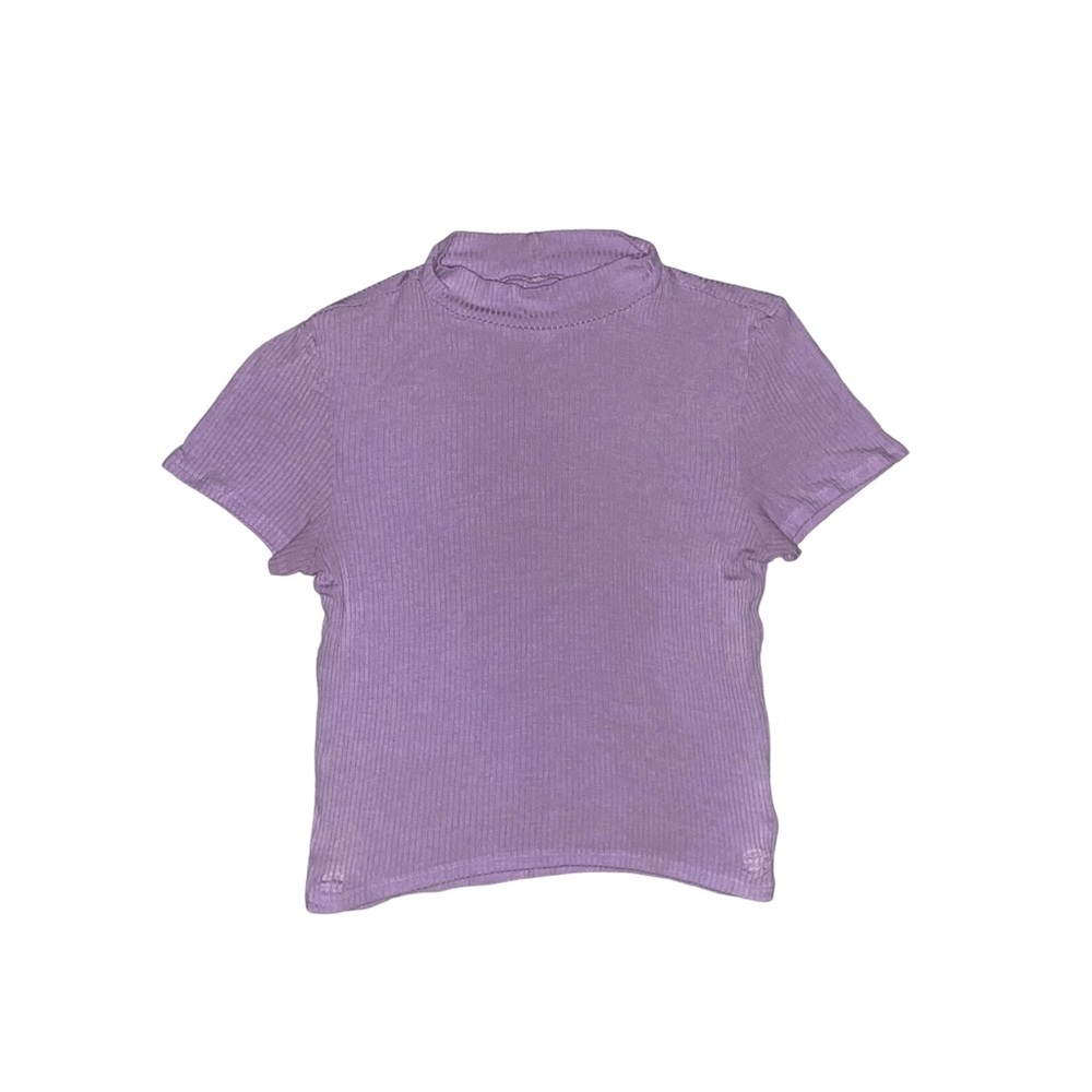 American Eagle Lilac Mock Neck Ribbed Shirt